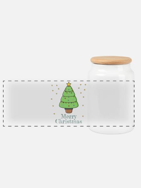 Frohe Weihnachten - Panorama Keksdose mit Holzdeckel - Weiß