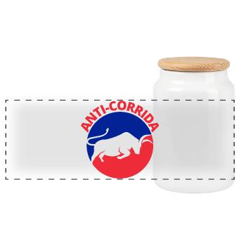 bullfighting, anti-bullfighting - Panoramic Cookie Jar with Wooden Lid - white - Front