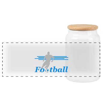 Football - Panoramic Cookie Jar with Wooden Lid - white - Front