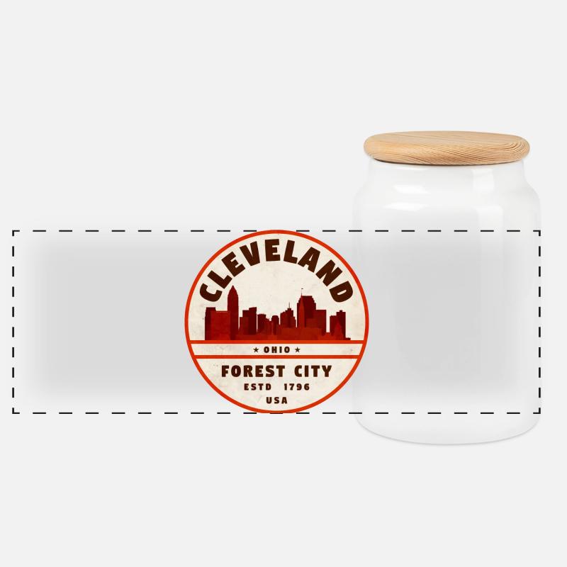 Emblème de la Cleveland Forest City - Boîte à biscuits avec couvercle en bois - blanc