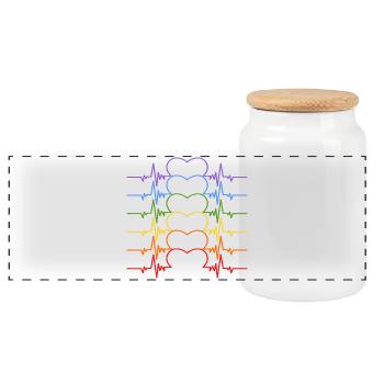 HEARTBEAT LGBTQIA+ FREEDOM PRIDE - Panoramic Cookie Jar with Wooden Lid - white - Front