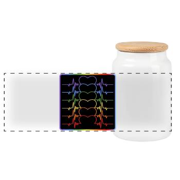 LGBTQIA-FLAGGE - HEARTBEAT PRIDE - Panorama Keksdose mit Holzdeckel - Weiß - Vorne
