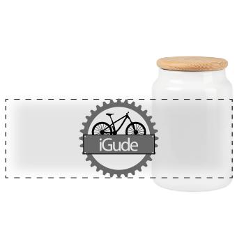 iGude Zahnrad MTB - Panorama Keksdose mit Holzdeckel - Weiß - Vorne