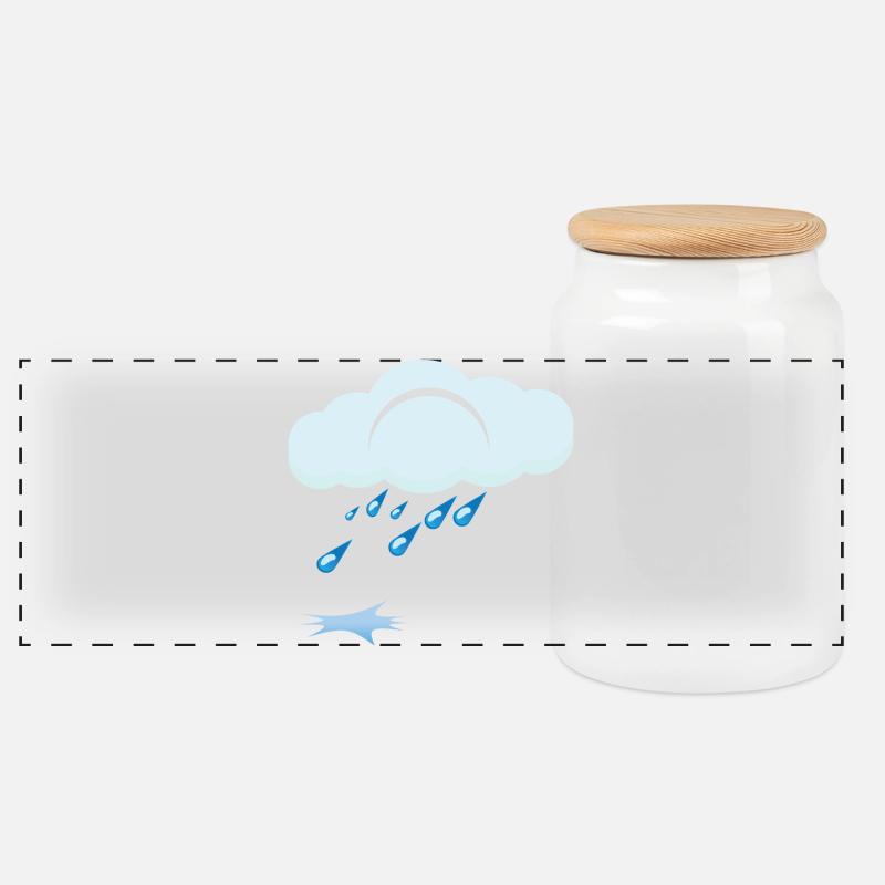 Rain - Panoramic Cookie Jar with Wooden Lid - white