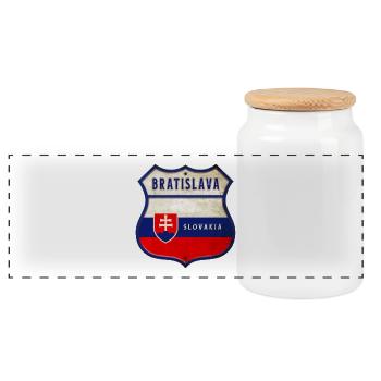 Bratislava Slowakei Wappen Flaggen Design - Panorama Keksdose mit Holzdeckel - Weiß - Vorne