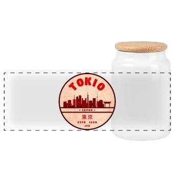 Insigne vintage Tokyo Skyline - Boîte à biscuits avec couvercle en bois - blanc - Devant