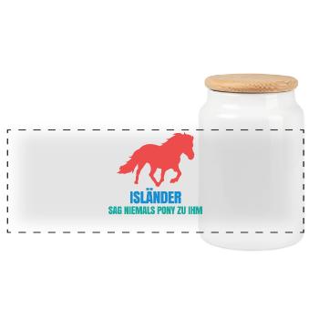 Pferde Pony Statement Islandpferde Pferdefan - Panorama Keksdose mit Holzdeckel - Weiß - Vorne