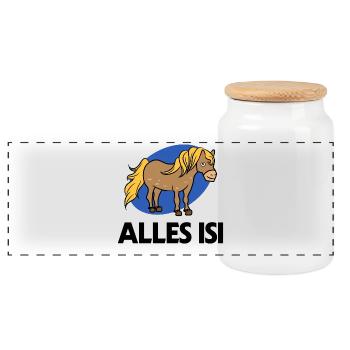 Cool Statement Islandpferde Islandponys Pony - Panorama Keksdose mit Holzdeckel - Weiß - Vorne