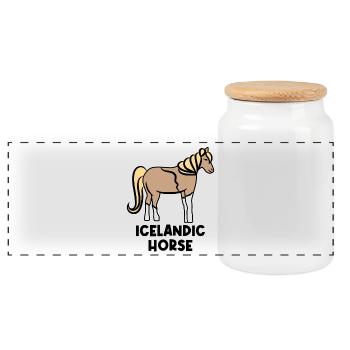 Islandpferde Pferdenarr Haflinger Ross Spruch - Panorama Keksdose mit Holzdeckel - Weiß - Vorne