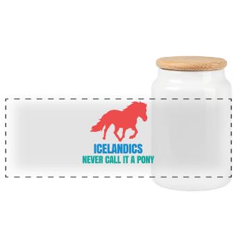 Icelandic Horses Pony Icelandic Pony Galopp Statement - Panoramic Cookie Jar with Wooden Lid - white - Front