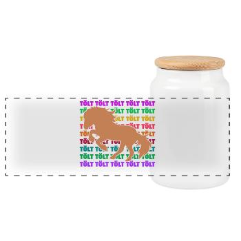 Tölt Horses Saying Icelandic Horses Horse Love Ross - Panoramic Cookie Jar with Wooden Lid - white - Front