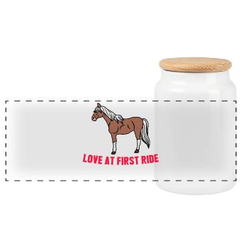 Riding Cool Icelandic Horses Statement Horse Love - Panoramic Cookie Jar with Wooden Lid - white - Front