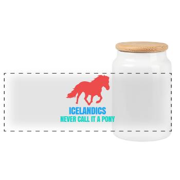 Icelandic Horses Pony Statement Icelandic horse lover - Panoramic Cookie Jar with Wooden Lid - white - Front