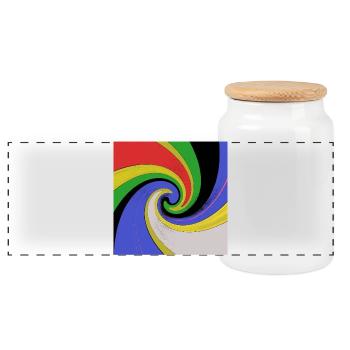 Vortex Pop Art100 - Panorama Keksdose mit Holzdeckel - Weiß - Vorne