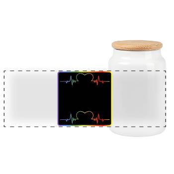 NAMENSSCHILD - SELBST GESTALTEN - REGENBOGENFARBEN - Panorama Keksdose mit Holzdeckel - Weiß - Vorne