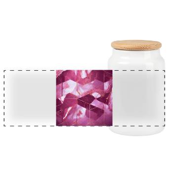 Pink Gold Marble Texture Geometric - Panoramic Cookie Jar with Wooden Lid - white - Front