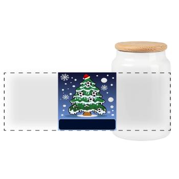 Weihnachten Fußballspieler Namensschild - Panorama Keksdose mit Holzdeckel - Weiß - Vorne