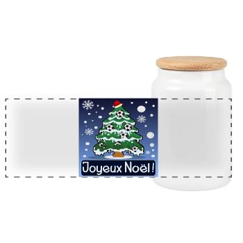 Sapin de Noël Football Festif - Boîte à biscuits avec couvercle en bois - blanc - Devant