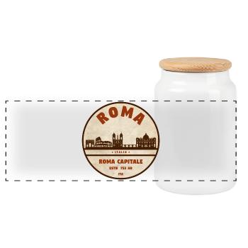 Römische Hauptstadt Roma Silhouette - Panorama Keksdose mit Holzdeckel - Weiß - Vorne