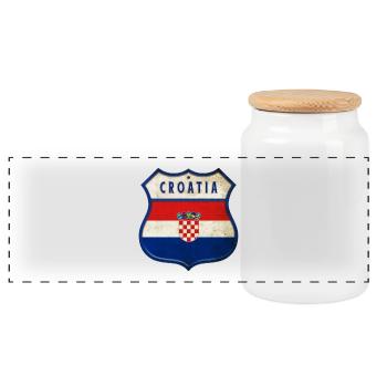 Design des armoiries du drapeau de la Croatie - Boîte à biscuits avec couvercle en bois - blanc - Devant