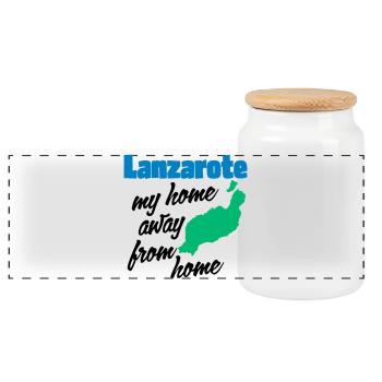 Lanzarote, mein zweites Zuhause - Panorama Keksdose mit Holzdeckel - Weiß - Vorne