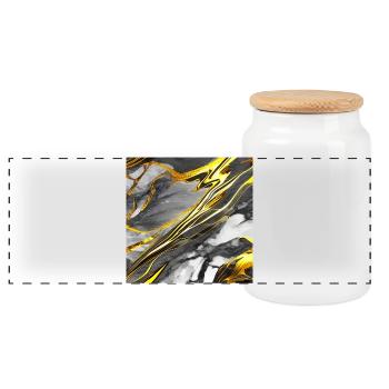 Marble Black Gold Texture - Panoramic Cookie Jar with Wooden Lid - white - Front