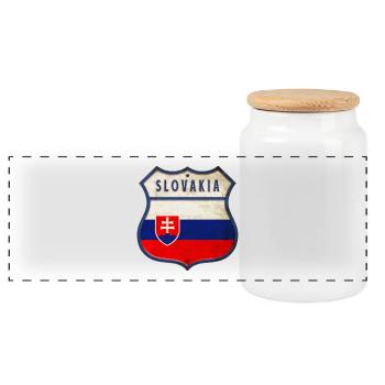 Slowakei Flaggen Wappen Design - Panorama Keksdose mit Holzdeckel - Weiß - Vorne