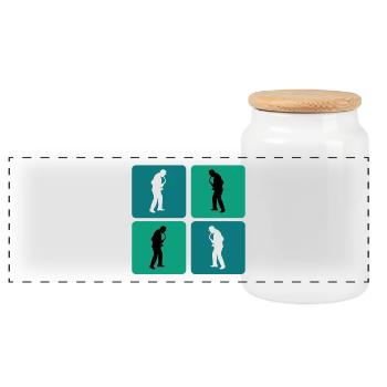 Design de saxophone - Boîte à biscuits avec couvercle en bois - blanc - Devant