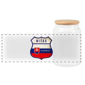Nitra Slowakei Wappen Flaggen Design - Panorama Keksdose mit Holzdeckel - Weiß - Vorne