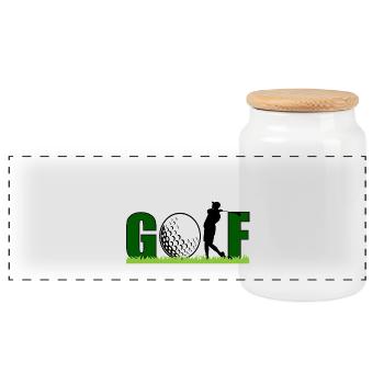 Golf - Panoramic Cookie Jar with Wooden Lid - white - Front