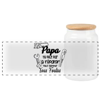 si papa ne peut pas réparer nous sommes foutus - Boîte à biscuits avec couvercle en bois - blanc - Devant