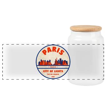 Paris Skyline Badge - Boîte à biscuits avec couvercle en bois - blanc - Devant