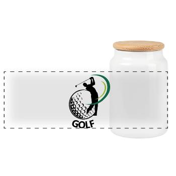 Golf - Panorama Keksdose mit Holzdeckel - Weiß - Vorne