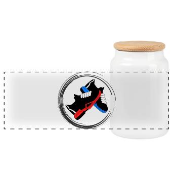 Shoes - Panoramic Cookie Jar with Wooden Lid - white - Front