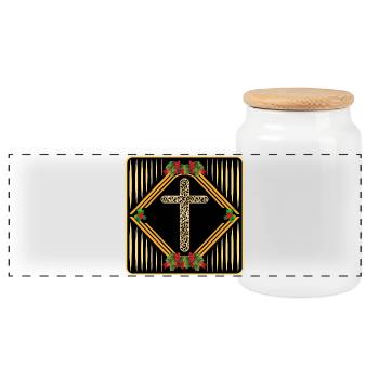 Christmas Gifts Religion - CHRISTIAN CROSS - Panoramic Cookie Jar with Wooden Lid - white - Front