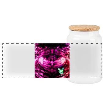 Kaleidoskopische Tie-Dye Schmetterling - Panorama Keksdose mit Holzdeckel - Weiß - Vorne