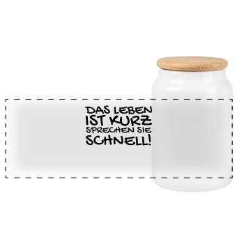 Lustige Sprüche - Panorama Keksdose mit Holzdeckel - Weiß - Vorne