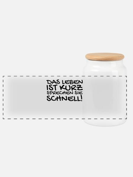 Lustige Sprüche - Panorama Keksdose mit Holzdeckel - Weiß
