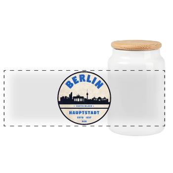 Berlin Skyline Badge Vintage - Boîte à biscuits avec couvercle en bois - blanc - Devant