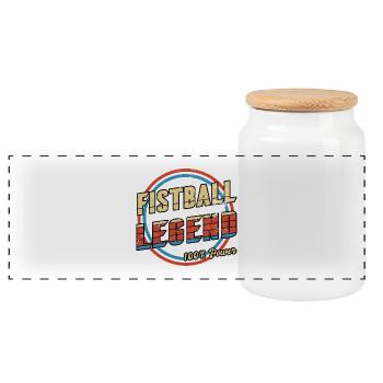 Faustball Legende - Panorama Keksdose mit Holzdeckel - Weiß - Vorne