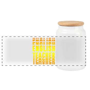 English teacher design - Panoramic Cookie Jar with Wooden Lid - white - Front