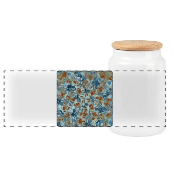 Abstract Camouflage Pattern - Panoramic Cookie Jar with Wooden Lid - white - Front