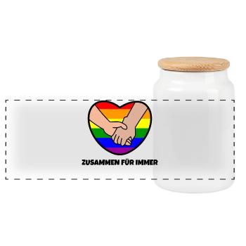 Homo Lgbt Herz Beziehung Regenbogen Statement - Panorama Keksdose mit Holzdeckel - Weiß - Vorne