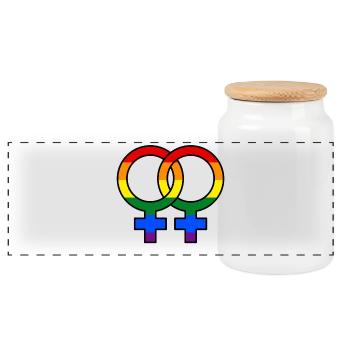 Gleichgeschlechtliche Ehe Lgbt Beziehung Stolz - Panorama Keksdose mit Holzdeckel - Weiß - Vorne