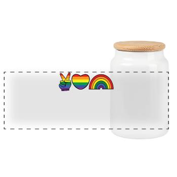 Regenbogen Herz Gleichberechtigung Lgbt Homo - Panorama Keksdose mit Holzdeckel - Weiß - Vorne