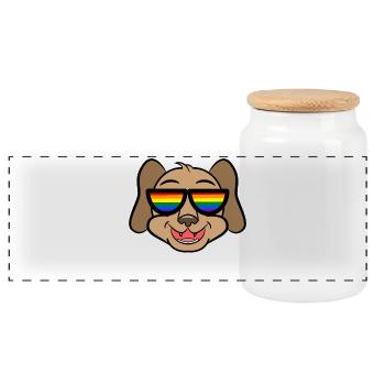 Cool Hund Lgbt Regenbogen Lesben Homosexuell - Panorama Keksdose mit Holzdeckel - Weiß - Vorne