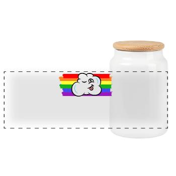 Homosexual Equality Rainbow Lesbian - Panoramic Cookie Jar with Wooden Lid - white - Front