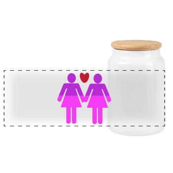 Lgbt Heart Same-sex partnership - Panoramic Cookie Jar with Wooden Lid - white - Front