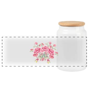 Fleurs de Pivoines Japonaises - Boîte à biscuits avec couvercle en bois - blanc - Devant