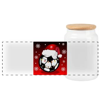 Weihnachten Fußballgeschenke - Panorama Keksdose mit Holzdeckel - Weiß - Vorne